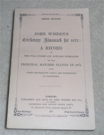 Facsimile Wisden - 1873 - Billings (1st Reprint)