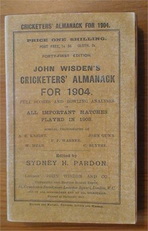 1904 Wisden Paperback , Facsimile Front Cover and Spine