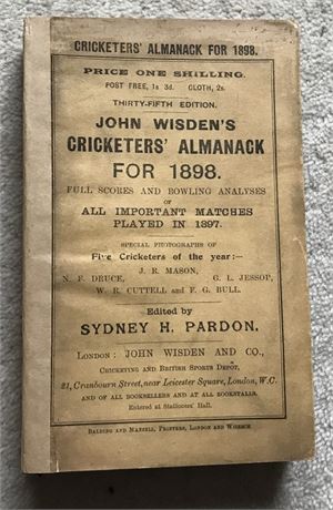 1898 Original Paperback Wisden with Facs Spine & Rear Cover