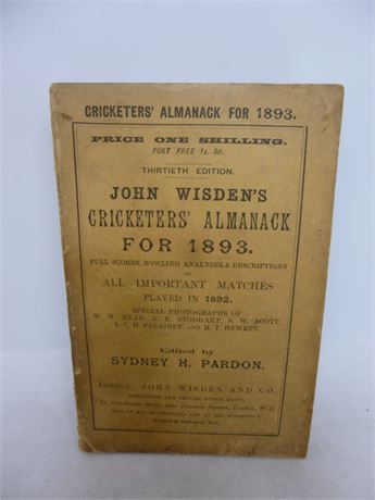 1893 Wisden Softback  NEAR FINE  CONDITION