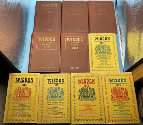 1960s Wisden Hardbacks in Dust Jackets when issued 10 Books.