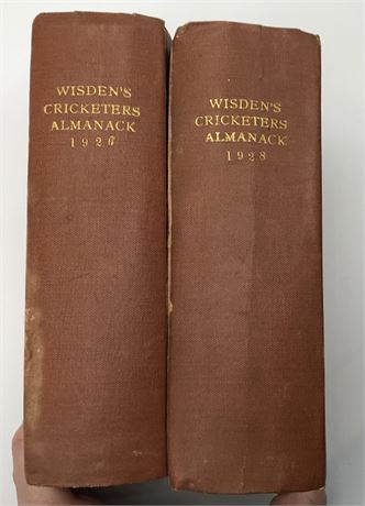 1926 and 1928 Wisdens Rebound to the Title Page. Poor.