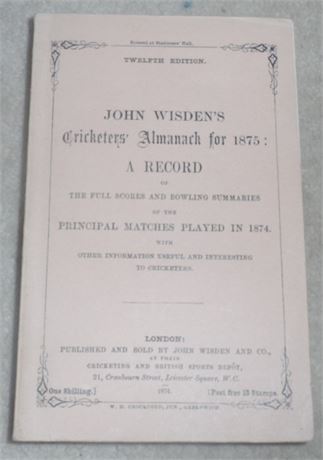 Facsimile Wisden - 1875 - Lowe & Brydone (2nd Reprint)