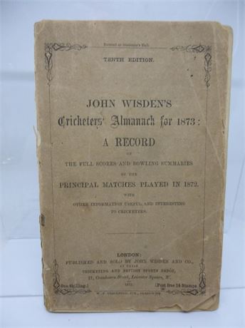1873 WISDEN ORIGINAL WRAPPERS VERY GOOD CONDITION