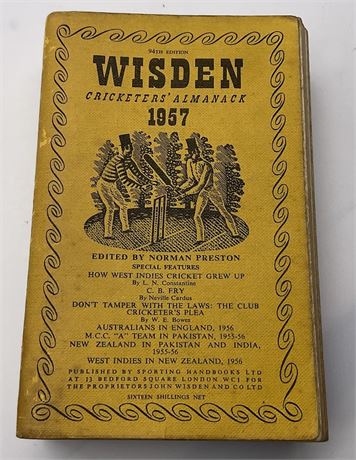 1957 Linen Cloth Wisden (Softback) - (Lakers 10-fors Wisden)