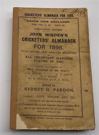 1898 Original Paperback Wisden with Blank Facs Spine