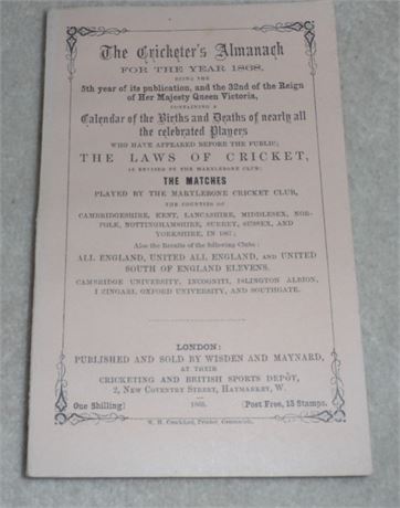 Facsimile Wisden - 1868 - Billings (1st Reprint)
