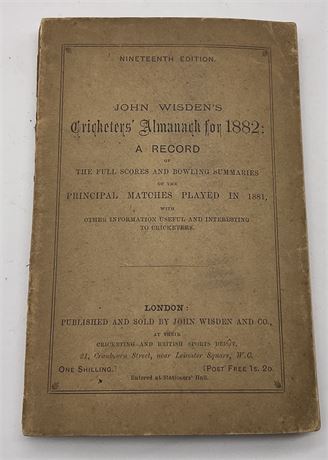 1882 Paperback Wisden