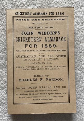 1889 Wisden Paperback, Facsimile Covers//Pages - Great Price