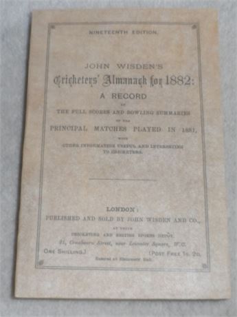 1882 Wisden Paperback, Facsimile Covers.