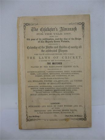 1867 WISDEN ORIGINAL WRAPPERS FINE CONDITION