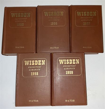1955 to 1959 Wisdens, Hardback Set (Set of 5) - VG Condition
