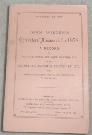Facsimile Wisden - 1878 - Lowe & Brydone (2nd Reprint)