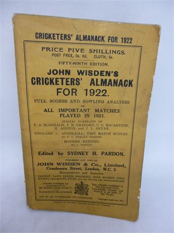1922 Wisden Original Wrappers VERY GOOD PLUS Condition