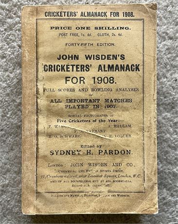 1908 Wisden Paperback, Facsimile Spine