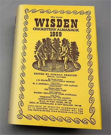 1969 Wisden Hardback, Facsimile DJ