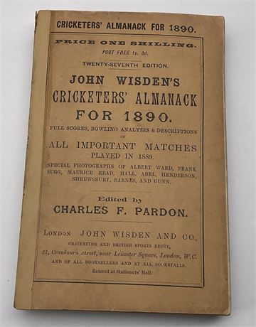 1890 Original Paperback Wisden with Facs Spine