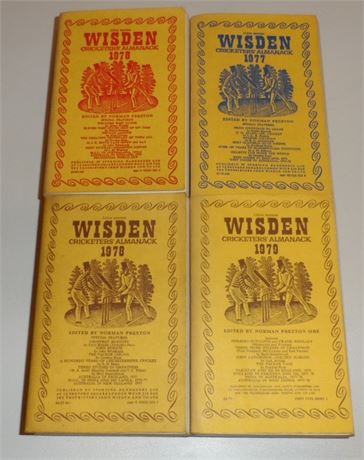 1976 - 1979 Wisdens, Linen Set (Set of 4) -Free P&P-8/10s