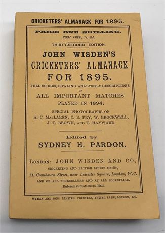 1895 Paperback Wisden with Facsimile Covers & Spine & Ads