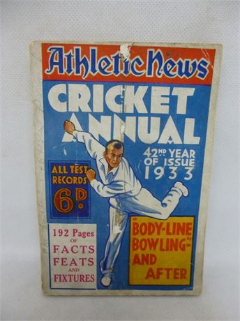ATHLETIC NEWS CRICKET ANNUAL 1933. VERY GOOD PLUS