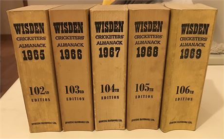 1965 - 1969 Wisdens, Linen Set (Set of 5)-Free P&P-8/10s