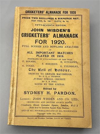 1920 Paperback Wisden with Facsimile Spine.