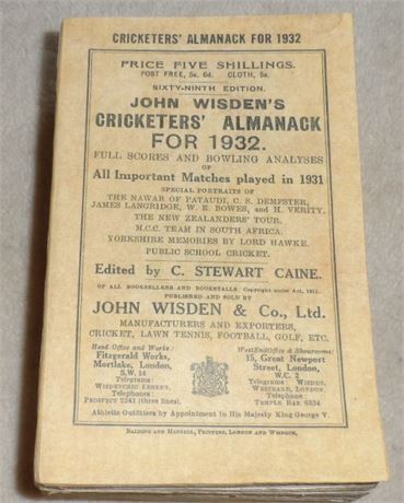 1932 Paperback Wisden with some Facsimile Parts