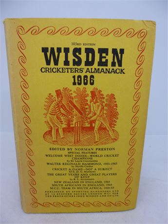 1966 Hardback  Wisden in dustwrapper VERY GOOD  condition