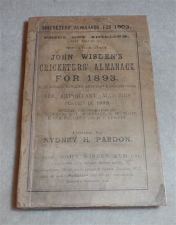 1893 Original Paperback Wisden with Facsimile Spine & Ads
