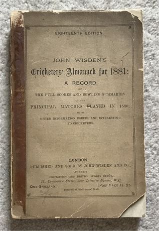 1881 Original Paperback Wisden