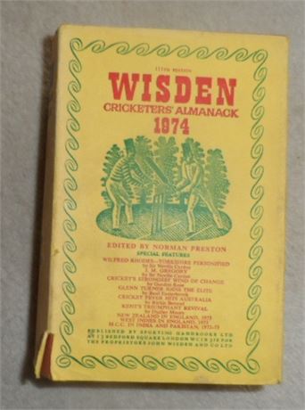 1974 Original Hardback Wisden with Dust Jacket