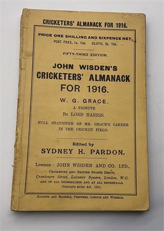 1916 Wisden - Original Paperback - Rare