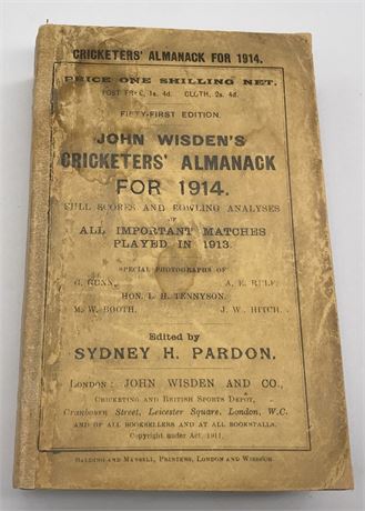 1914 Paperback Wisden with facsimile Spine.