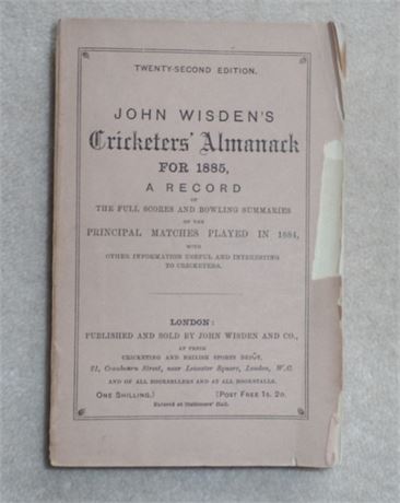 1885 Original Paperback Wisden - Video.