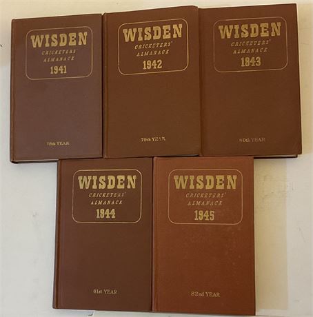 1941 to 1945 Hardback Wisden Set - VG Condition. (5)