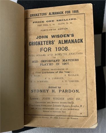 1908 Wisden Rebind with Covers - Strategy 1