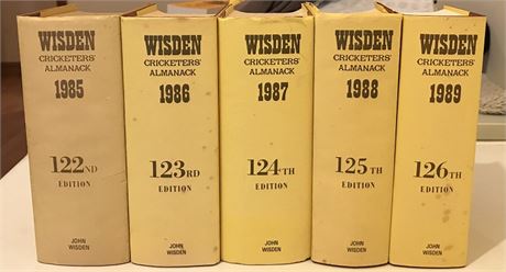 1985 - 1989 Wisdens, HBs & DJs (Set of 5) - Free P&P - 8/10s