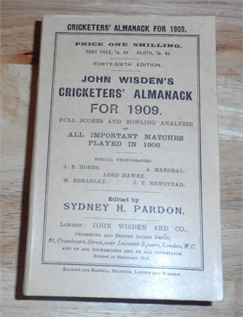 1909 Paperback Wisden with Facsimile Covers & Spine