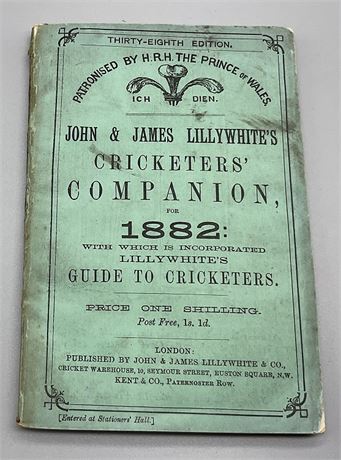 Lillywhite Companion for 1882 - Original Paperback - VG