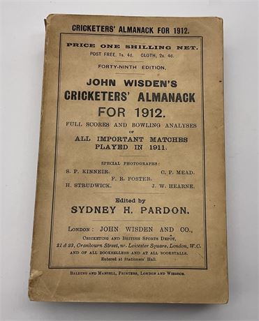 1912 Original Paperback Wisden