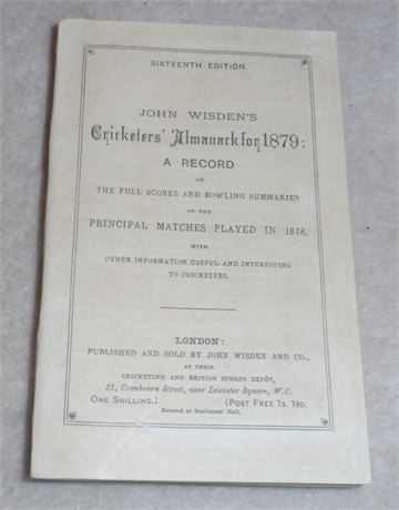 1879 Wisden Cricketers Almanack - Paperback with Facs Parts.
