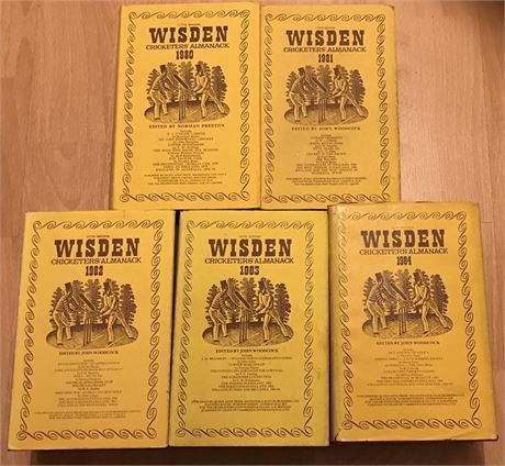 1980 - 1984 Wisdens, HBs & DJs (Set of 5)-Free P&P- 6/10s
