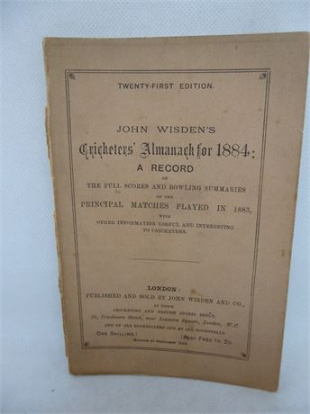 1884 WISDEN ORIGINAL WRAPPERS NEAR FINE
