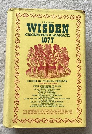 1977 Original Hardback Wisden with Dust Jacket