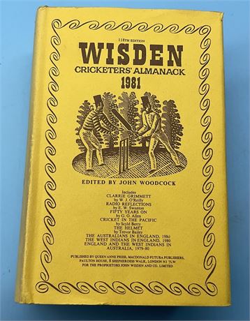 1981 Wisden - Hardback & Dust Jacket. VG