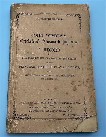 1876 Paperback Wisden, Scarce
