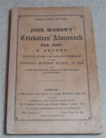 1886 Wisden Paperback, Facsimile Spine & Rear Cover